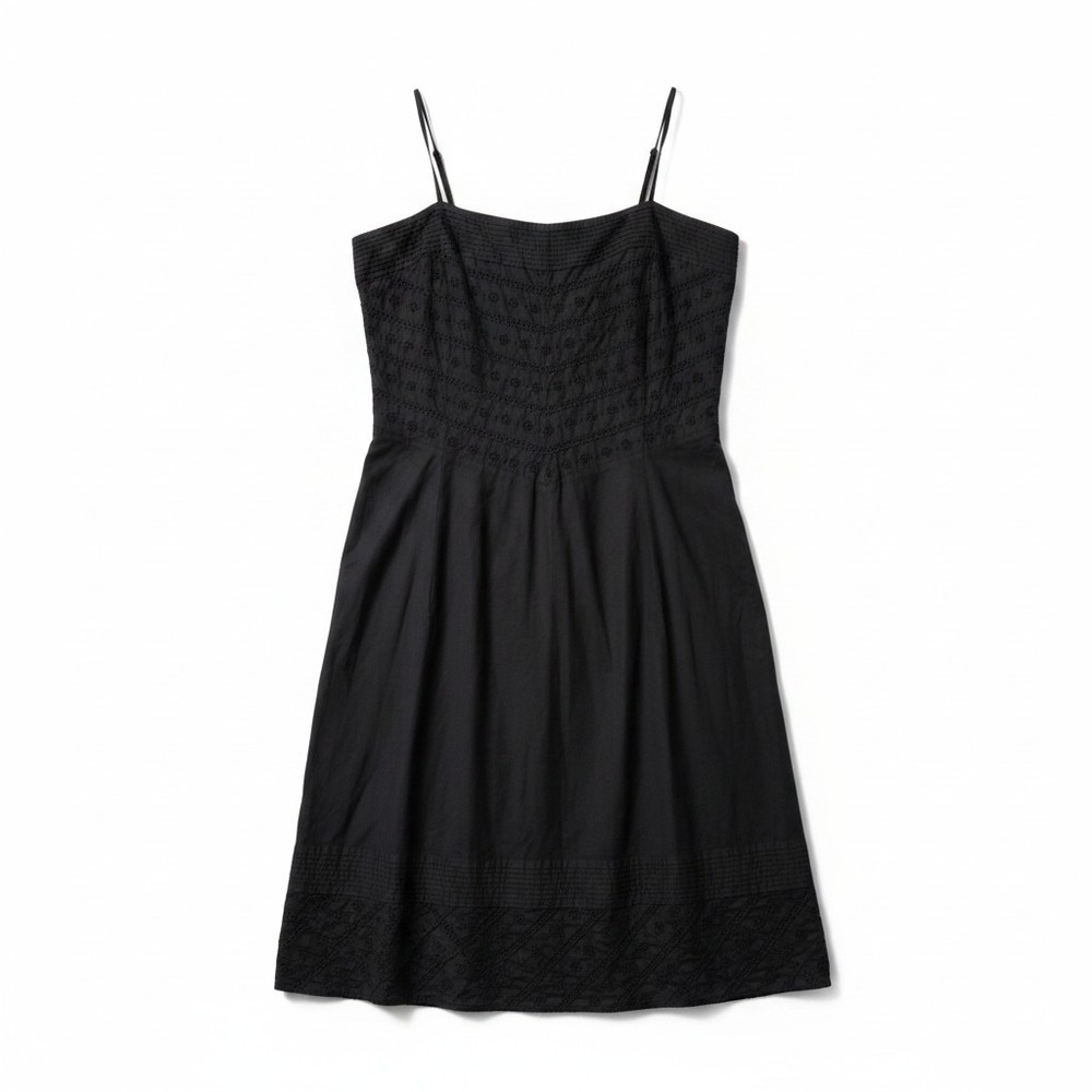 J.Crew Black Eyelet Cotton Spaghetti Strap Sun Dress Size 12 Style 64184 SU 04
